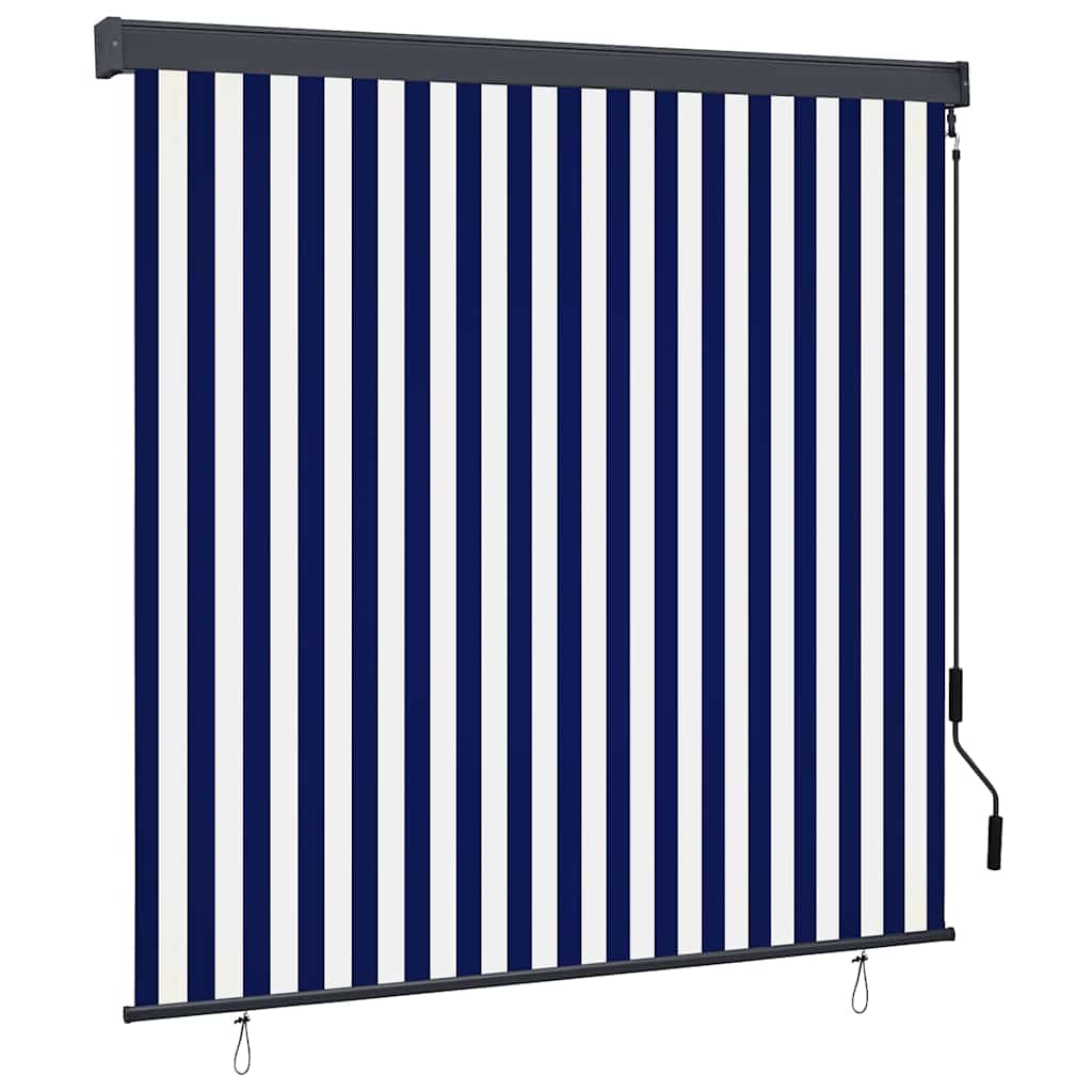 vidaXL Jaluzea Rulou de Exterior Albastru și alb 180 x 250 cm țesătură