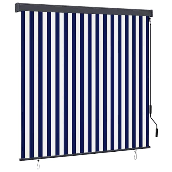 vidaXL Rulookardin Sinine ja Valge 180 x 250 cm Kangas ja Alumiinium