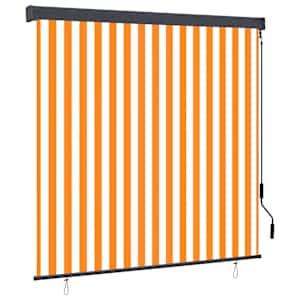 vidaXL Rulookardin Valge ja Oranž 180 x 250 cm Kangas ja Alumiinium