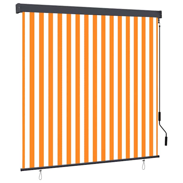 vidaXL Rulookardin Valge ja Oranž 180 x 250 cm Kangas ja Alumiinium