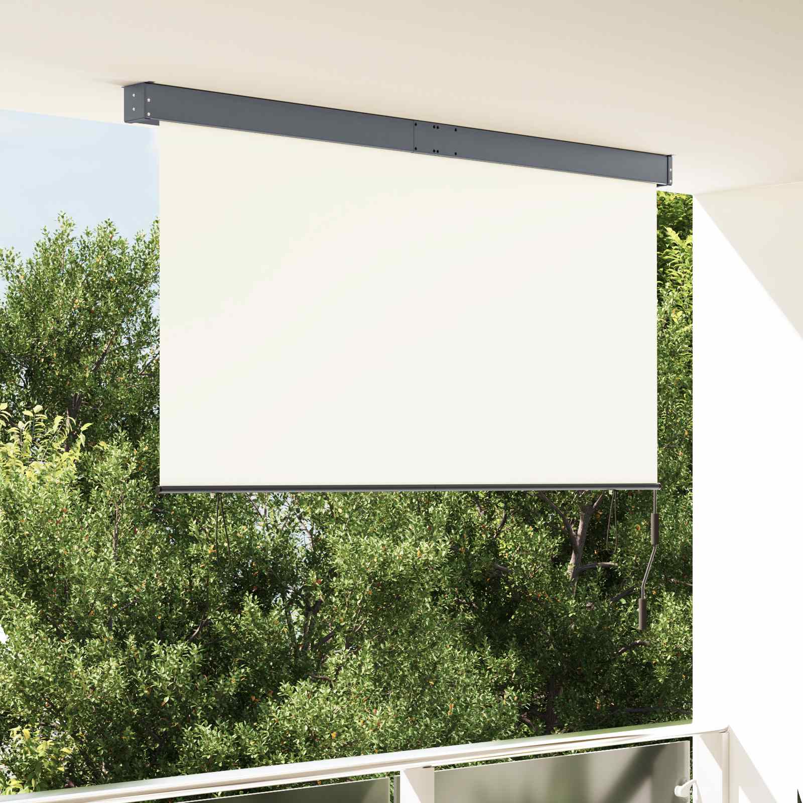 Udendørs rullegardin - cremefarvet 180 × 250 cm i stof og aluminium
