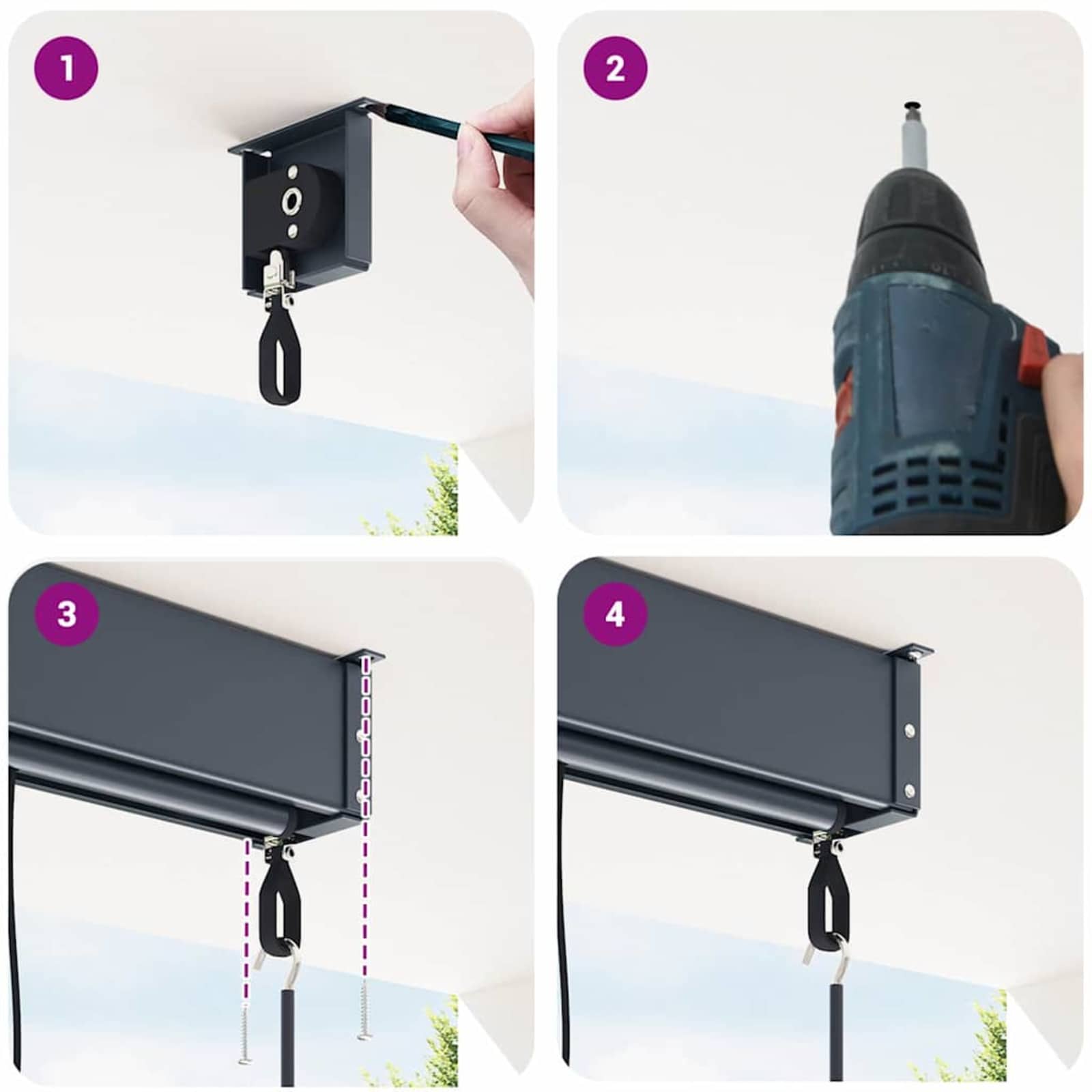 Udendørs Rullegardin Stribet orange og hvid 200 x 250 cm Stof 9 8720845741167 wbg