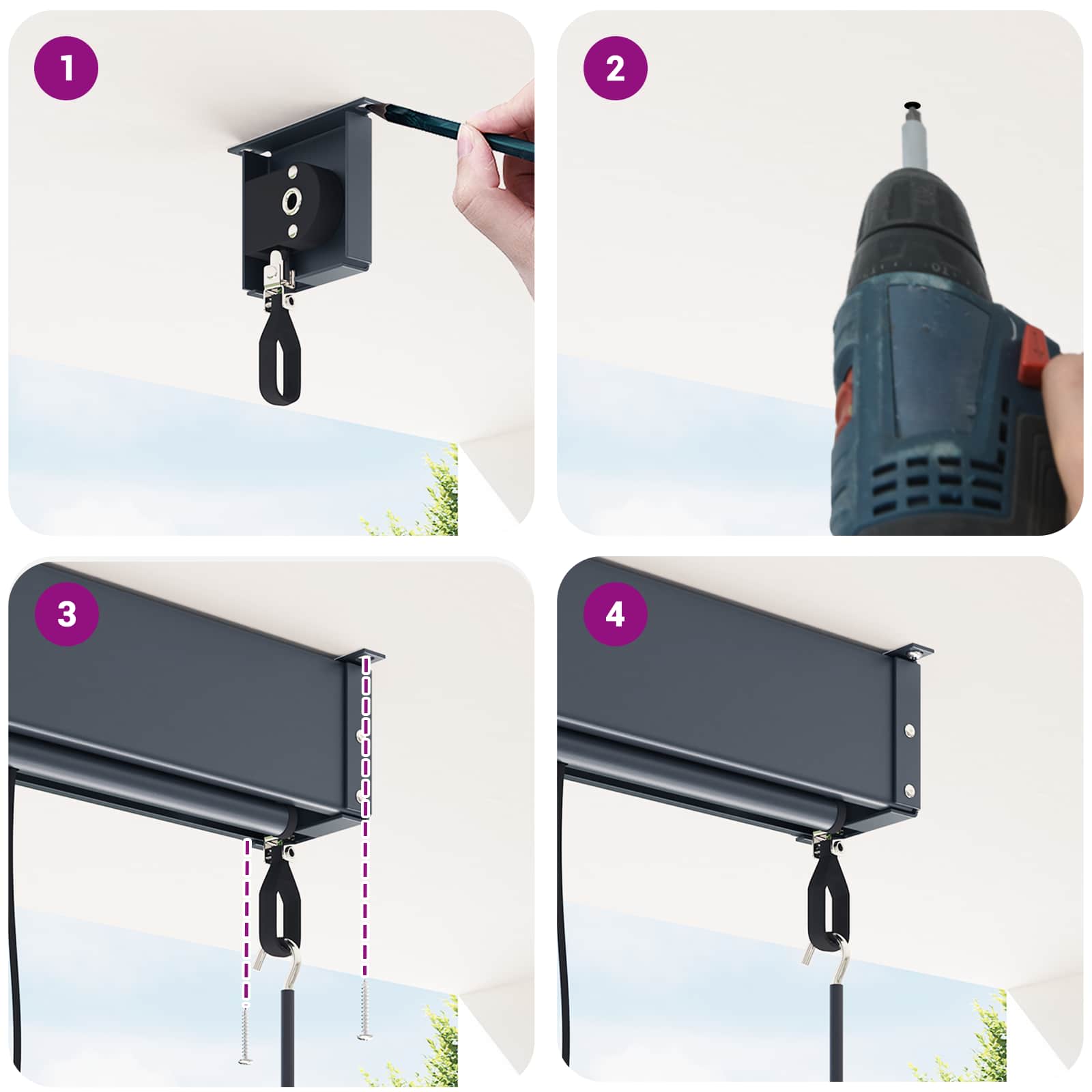 Rolgordijn Gestreept Antraciet 200 x 250 cm Stof en Aluminium image 4