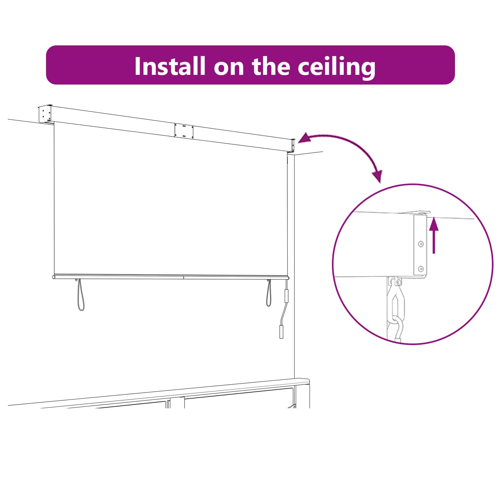 Rolgordijn met gordijnen Crème 200 x 250 cm Stof en Aluminium image 5
