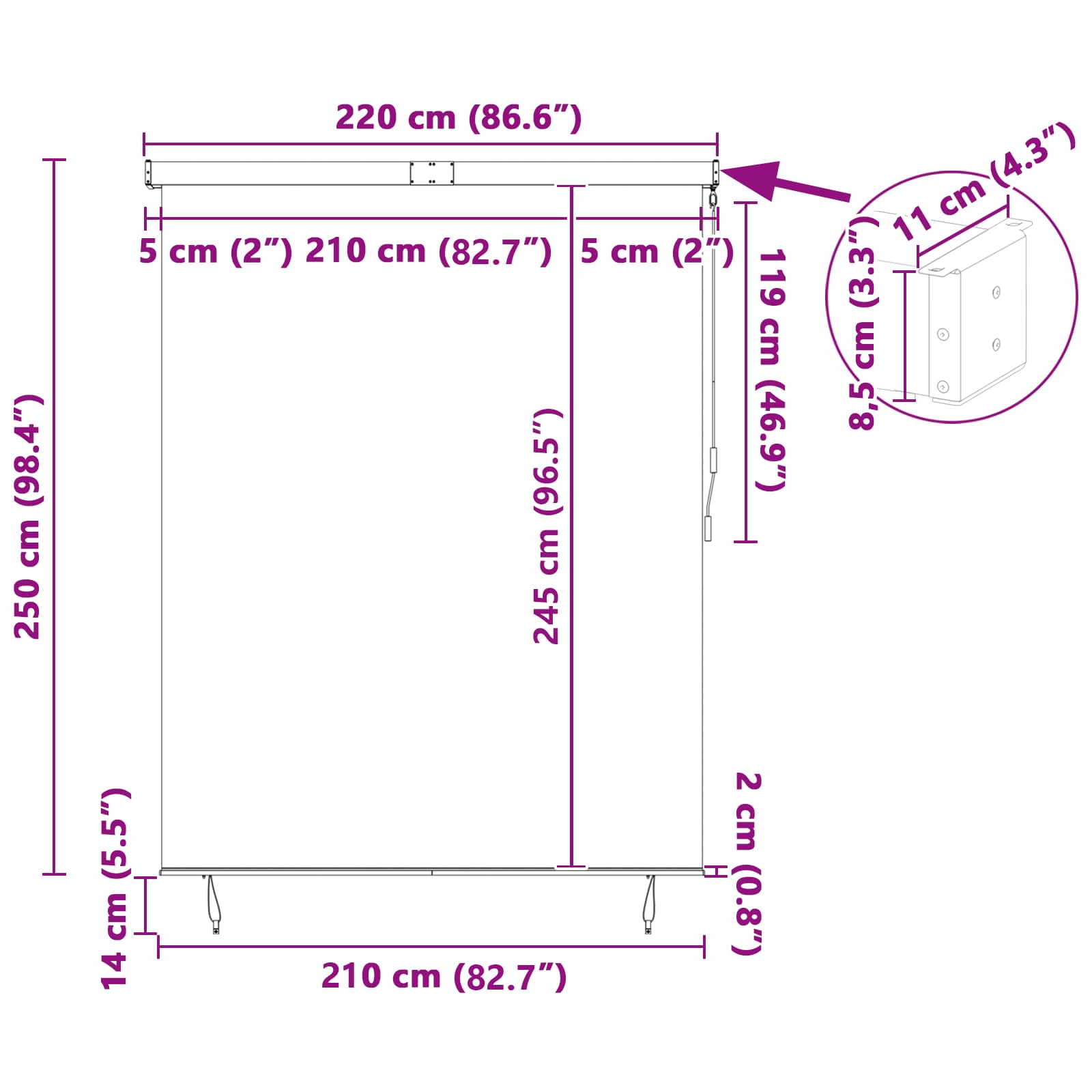 Välis Rulli Kardin oranž ja pruun 220 x 250 cm kangas 11 Kõik vajalik sinu aeda ja koju! Välis Rulli Kardin oranž ja pruun 220 x 250 cm kangas - Image 11