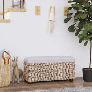 Klop za shranjevanje 2 kosa s sivo blazino 69 cm rogoz