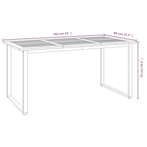 Zahradní stůl s nohami ve tvaru U 160x80x75 cm masivní akácie - obrázek 8