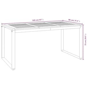 Zahradní stůl s nohami ve tvaru U 160x80x75 cm masivní akácie - obrázek 8