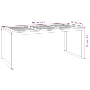 Zahradní stůl s nohami ve tvaru U 180x90x75 cm masivní akácie - obrázek 8