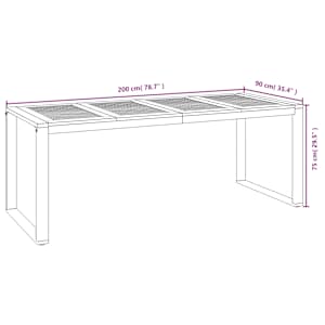 Zahradní stůl s nohami ve tvaru U 200x90x75 cm masivní akácie - obrázek 8