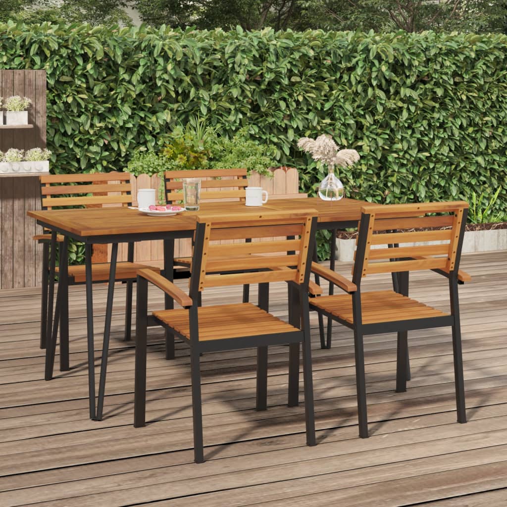 vida XL Gartentisch mit Haarnadel-Beinen 160x 80x 75 cm Massivholz Akazie