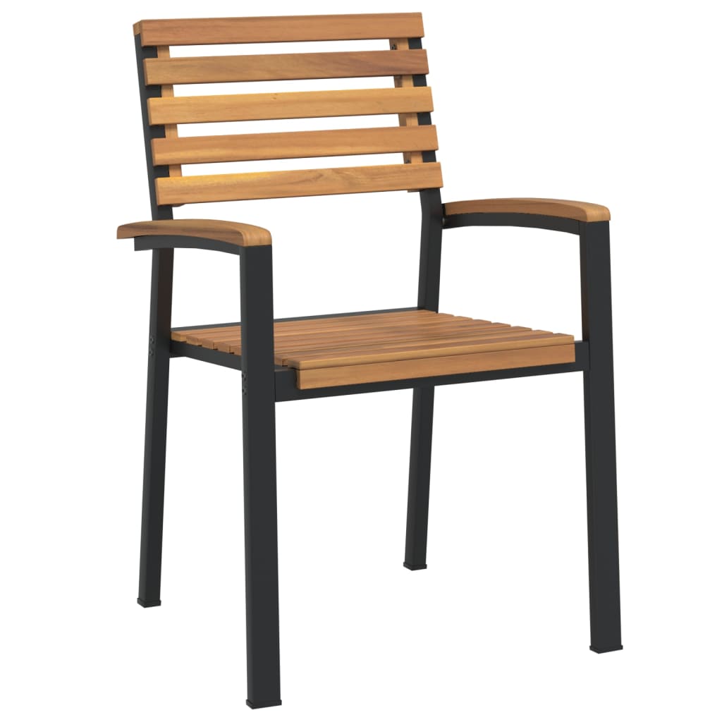 vidaXL Tuinstoelen 4 st stapelbaar massief acaciahout en metaal afbeelding
