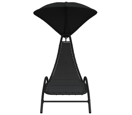 vidaXL Chaise longue avec auvent noir 167x80x195 cm tissu et acier