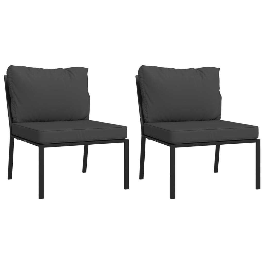 vidaXL Tuinstoelen met grijze kussens 2 st 60x74x79 cm staal zwart, foto 3