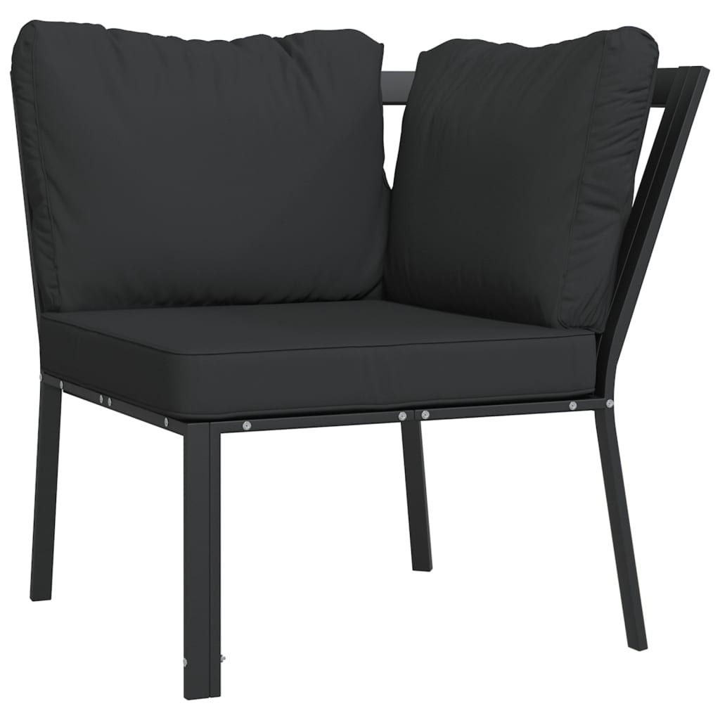 vidaXL Tuinstoel met grijze kussens 76x76x79 cm staal zwart, foto 3