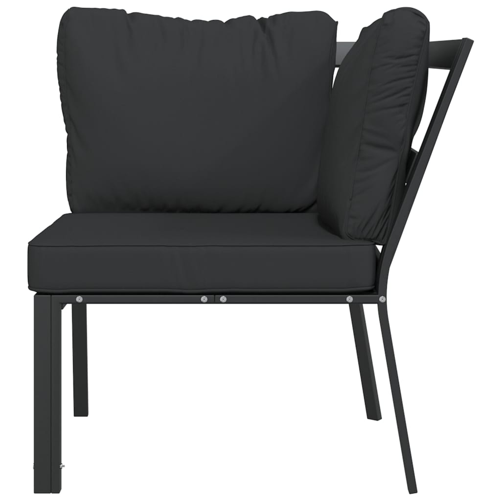 vidaXL Tuinstoel met grijze kussens 76x76x79 cm staal zwart, foto 2