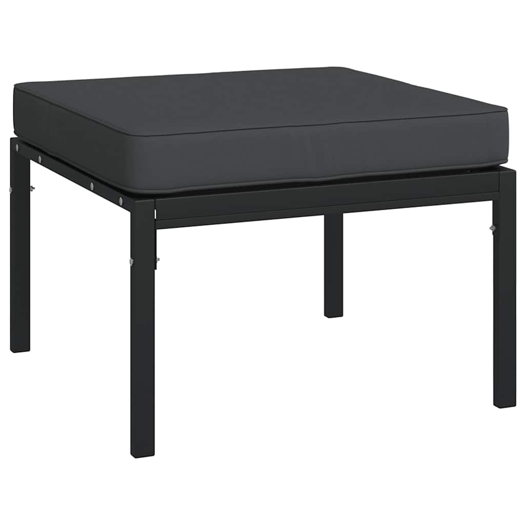 vidaXL Tuinvoetenbanken met grijze kussens 2 st 60x60x35 cm staal afbeelding