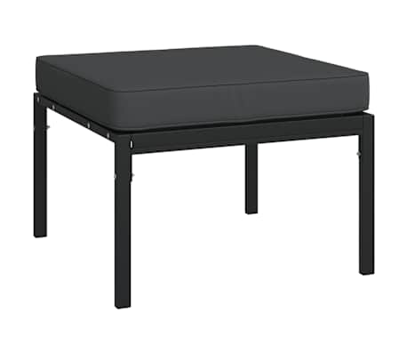 vidaXL Tabourets de jardin et coussins gris lot de 2 60x60x35 cm acier