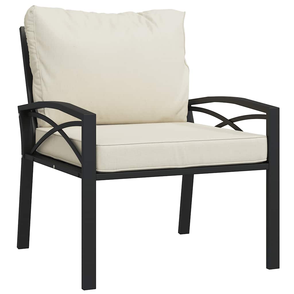vidaXL Tuinstoelen met zandkleurige kussens 2 st 68x76x79 cm staal afbeelding