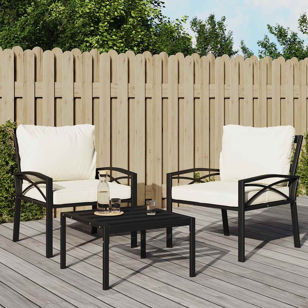 vida XL Gartenstühle mit Sandfarbigen Kissen 2 Stk. 68x 76x 79 cm Stahl