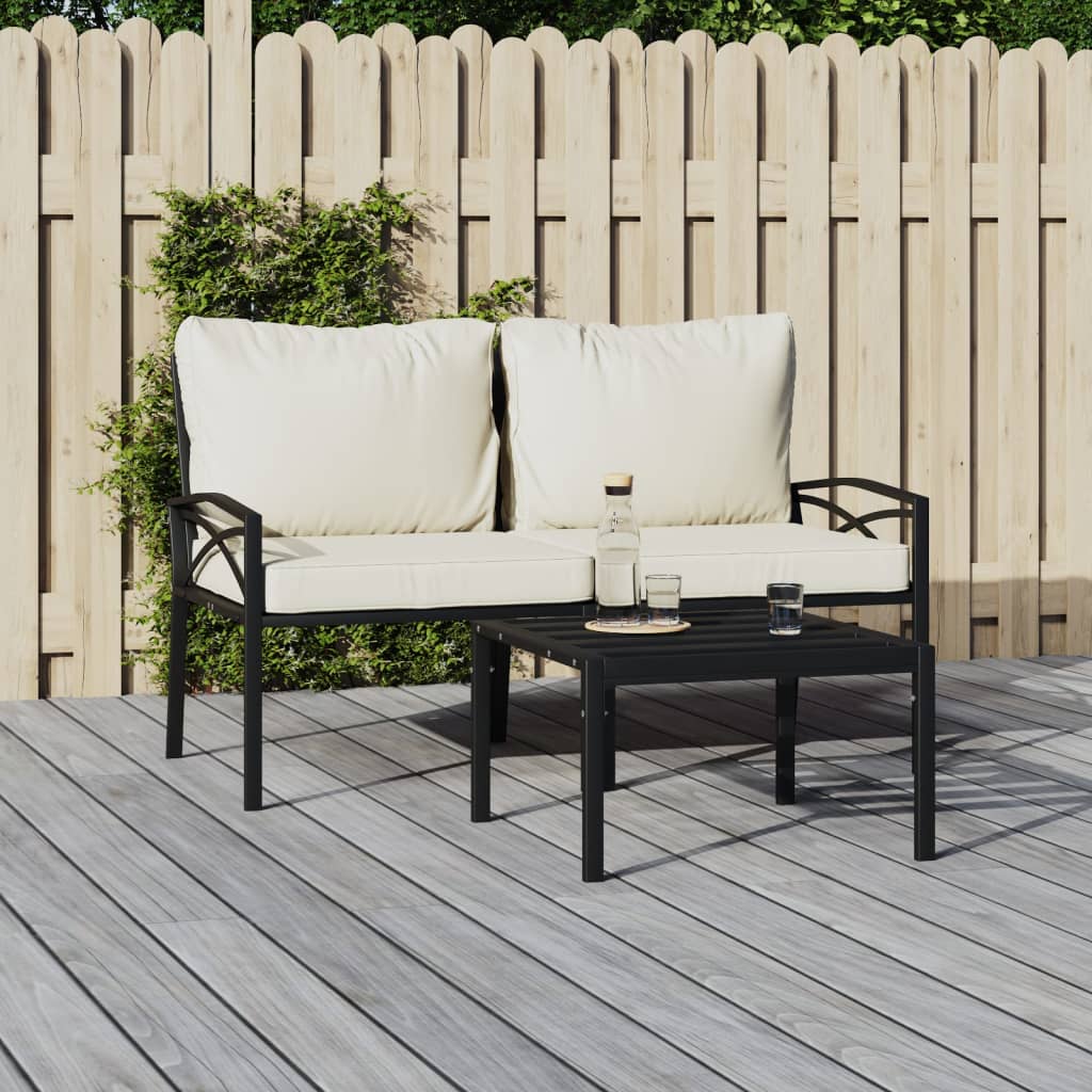 Chaises de jardin avec coussins sable 2 pcs 62x75x79 cm acier