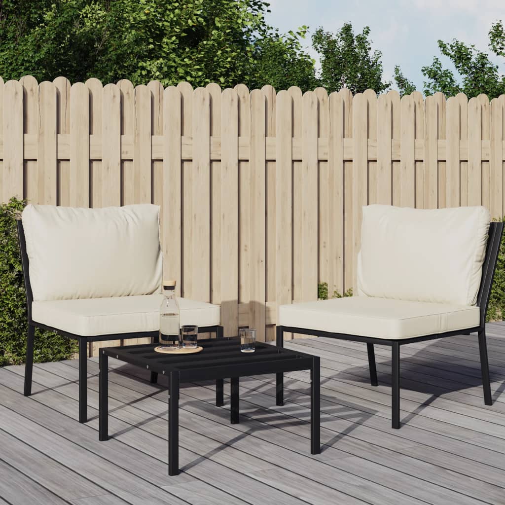 vidaXL Chaises de jardin avec coussins sable 2 pcs 60x74x79 cm acier