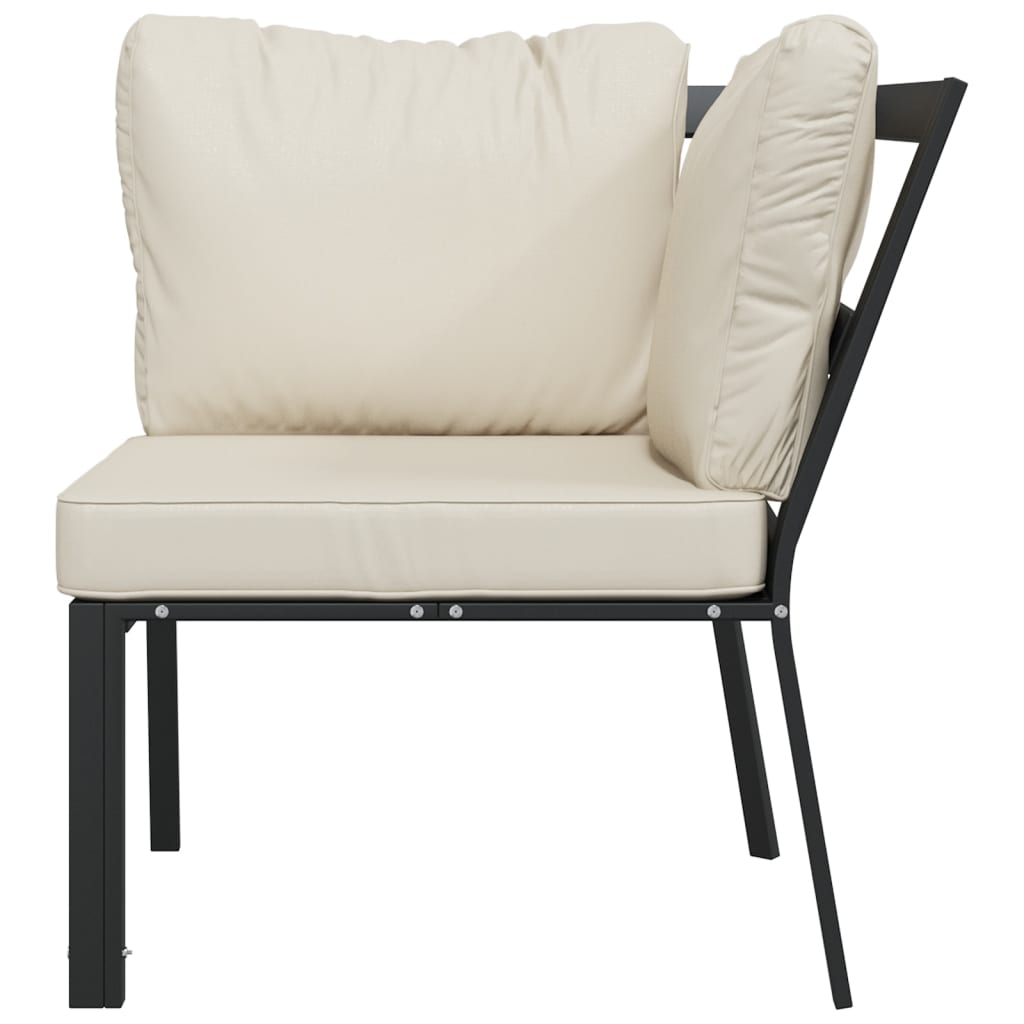 vidaXL Tuinstoel met zandkleurige kussens 76x76x79 cm staal, foto 2