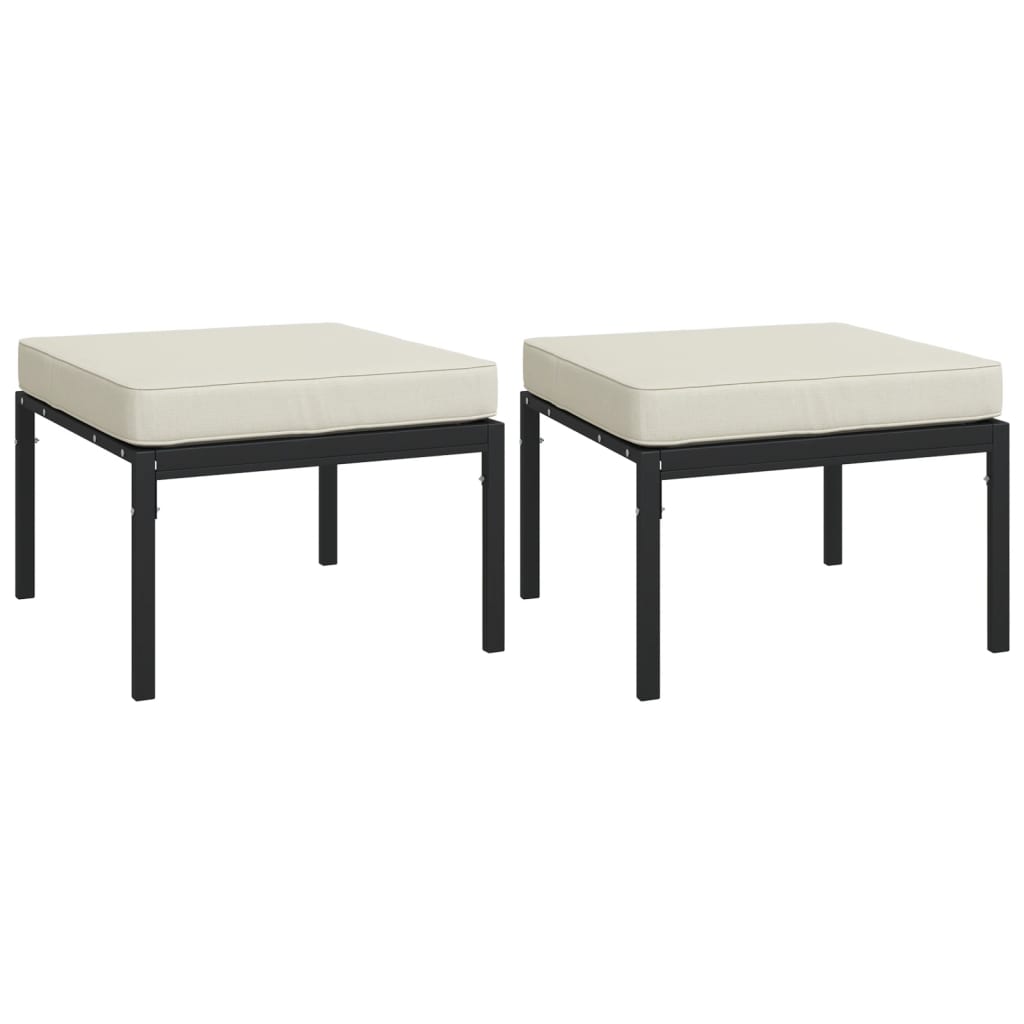 Image of vidaXL Garden Footstools with Sand Cushions 2 pcs 60x60x35 cm Steel