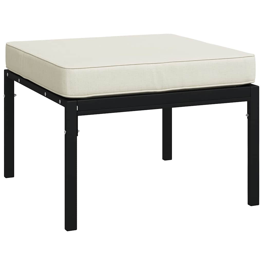 vidaXL Tuinvoetenbanken met zandkleur kussens 2 st 60x60x35 cm staal afbeelding