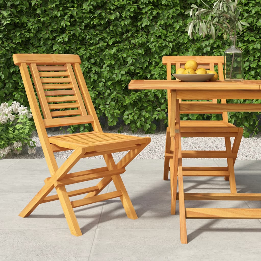 vidaXL Gartenstühle 2 Stk. Klappbar 47x63x90 cm Massivholz Teak