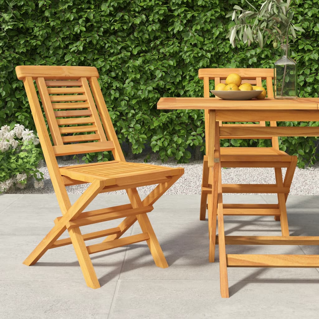 vidaXL Gartenstühle 2 Stk. Klappbar 47x63x90 cm Massivholz Teak