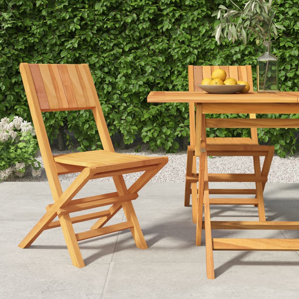 vidaXL Gartenstühle 2 Stk. Klappbar 47x61x90 cm Massivholz Teak