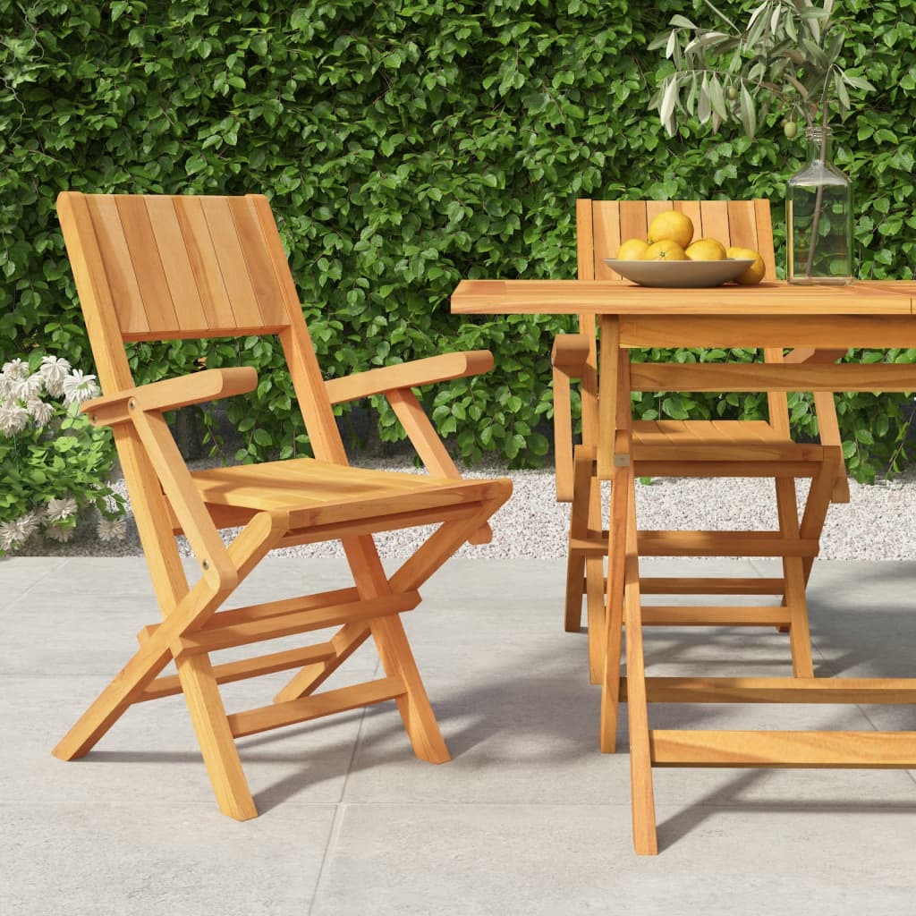 vidaXL Chaises de jardin pliantes 2 pcs 55x61x90 cm bois massif teck