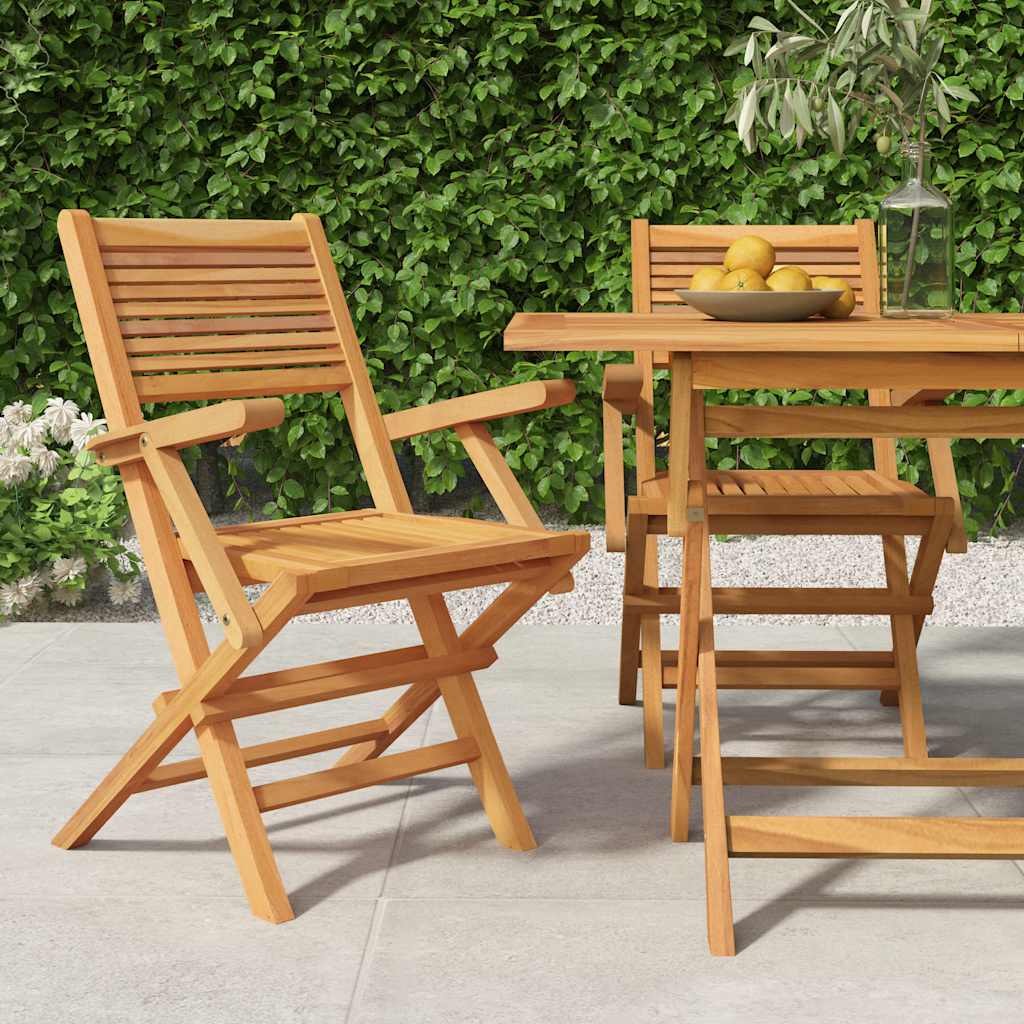 vidaXL Gartenstühle 2 Stk. Klappbar 55x62x90 cm Massivholz Teak