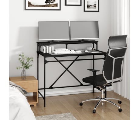 vidaXL Desk Black 100x50x90 cm Engineered Wood and Iron