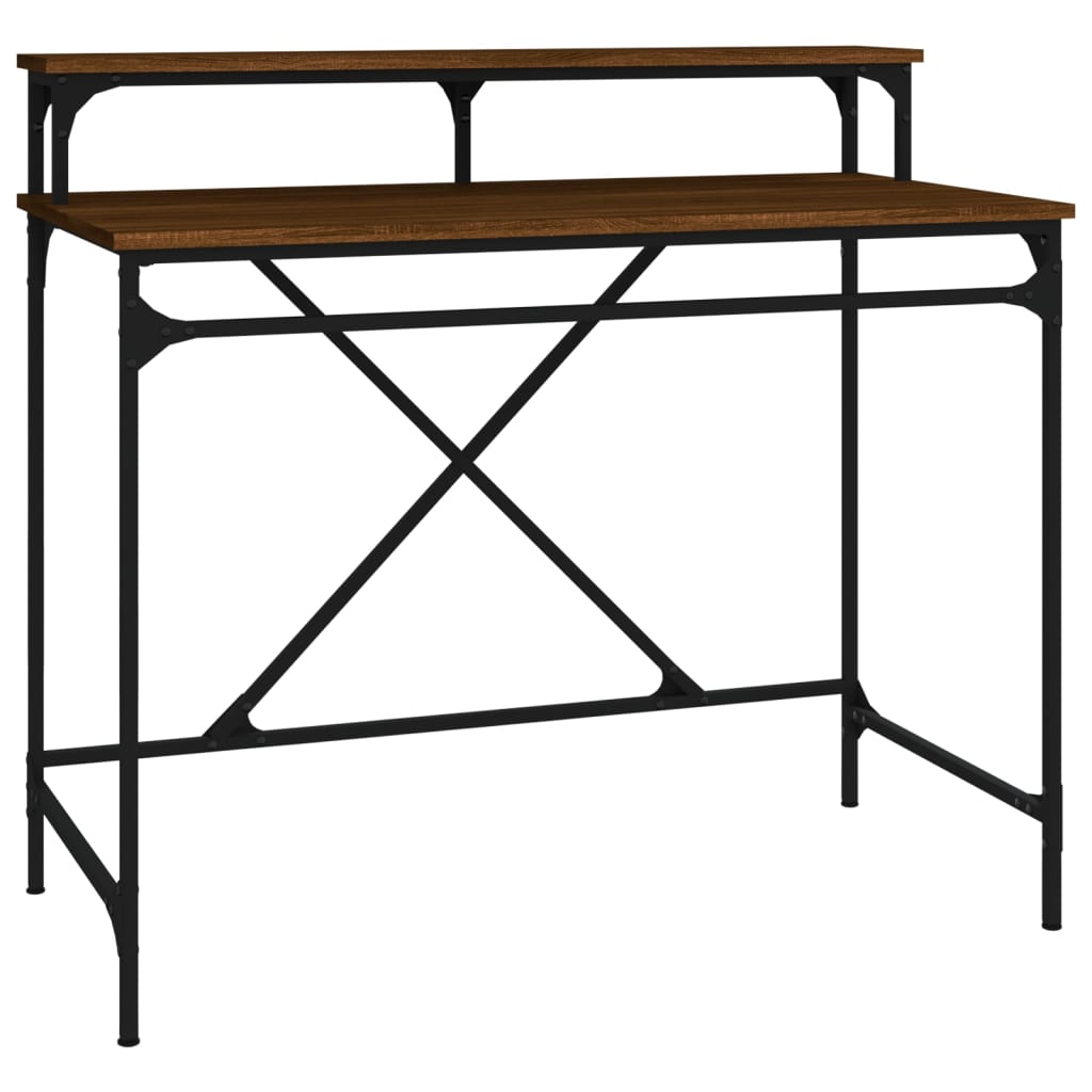vidaXL Psací stůl hnědý dub 100 x 50 x 90 cm kompozitní dřevo a železo