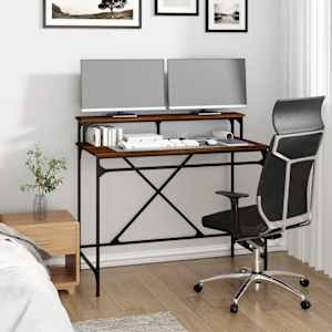 vidaXL Desk Brown Oak 100x50x90 cm Engineered Wood and Iron