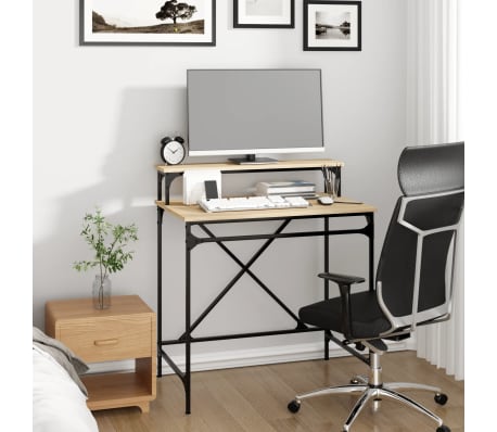 vidaXL Desk Sonoma Oak 80x50x90 cm Engineered Wood and Iron