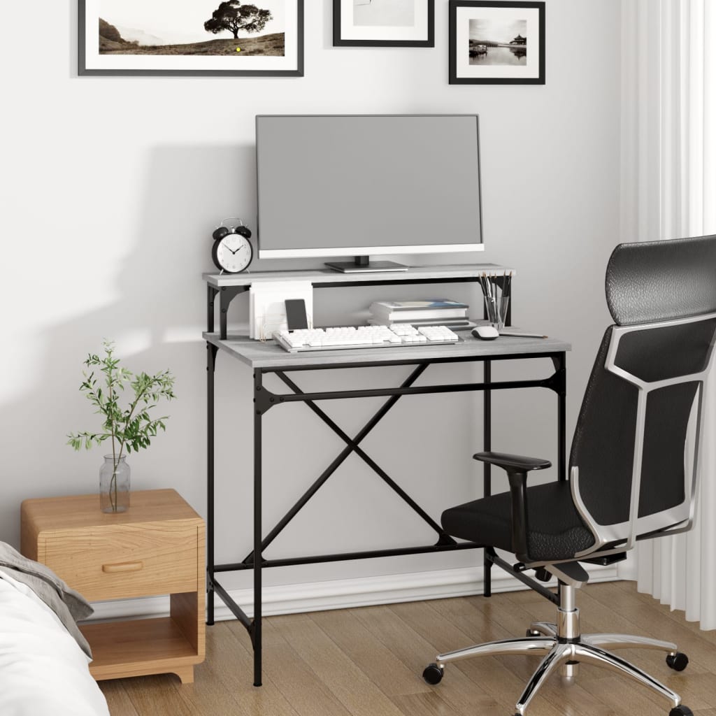 vidaXL Desk Grey Sonoma 80x50x90 cm Engineered Wood and Iron