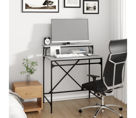 vidaXL Desk Grey Sonoma 80x50x90 cm Engineered Wood and Iron