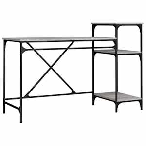 vidaXL riiulitega kirjutuslaud, hall Sonoma tamm, 135 x 50 x 90 cm