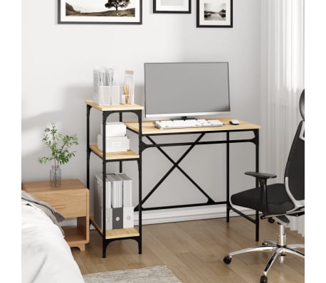 vidaXL Schreibtisch mit Regal Sonoma-Eiche 105x50x90 cm Holzwerkstoff