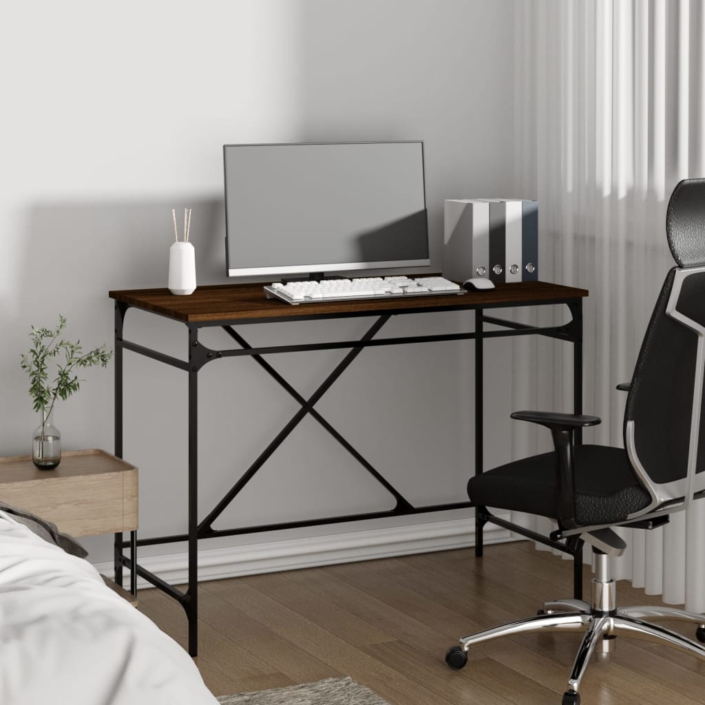 vidaXL Stôl hnedý dub 100x50x75 cm spracované drevo a železo