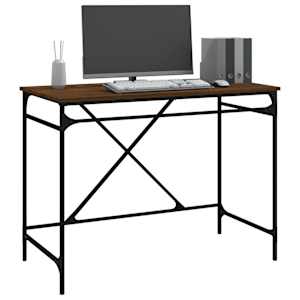 Psací stůl hnědý dub 100 x 50 x 75 cm kompozitní dřevo a železo - obrázek 4