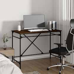 vidaXL Bureau ch&ecirc;ne marron 100x50x75 cm bois d'ing&eacute;nierie et fer
