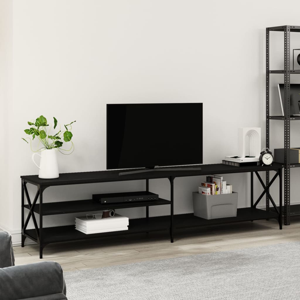 vidaXL Tv-meubel 200x40x50 cm bewerkt hout metaal zwart afbeelding