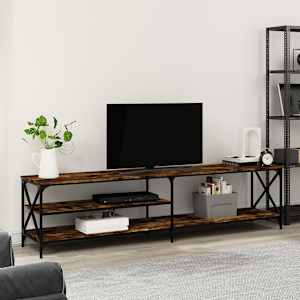 vidaXL Televizoriaus spintelė, dūminė, 200x40x50cm, mediena ir metalas
