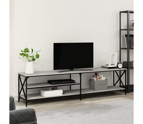 vidaXL Televizoriaus spintelė, pilka, 200x40x50cm, mediena ir metalas