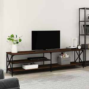 TV skříňka hnědý dub 200 x 40 x 50 cm kompozitní dřevo a kov - obrázek 3
