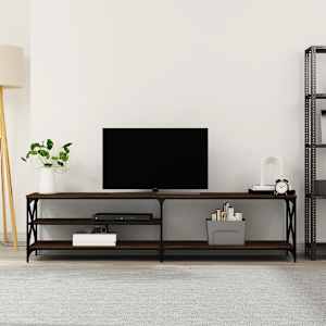 TV skříňka hnědý dub 200 x 40 x 50 cm kompozitní dřevo a kov